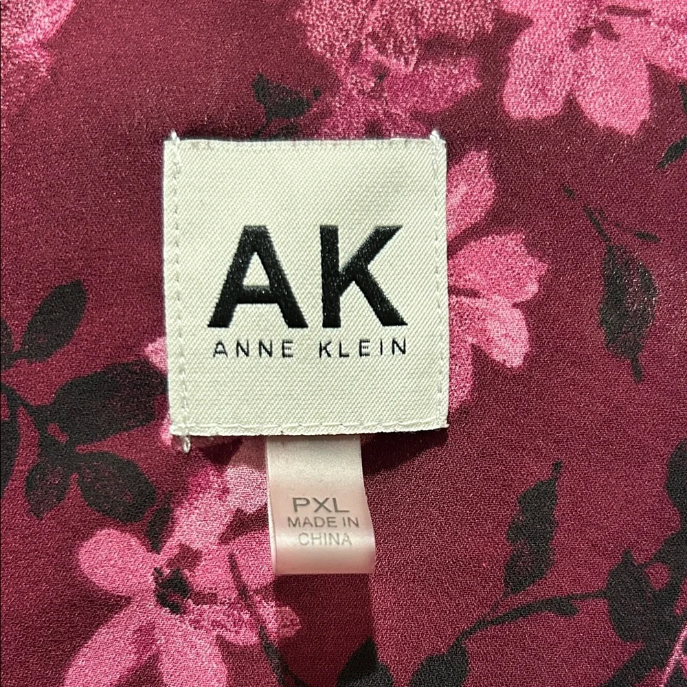 Anne Klein Burgundy Floral Blouse - Picture 2 of 5